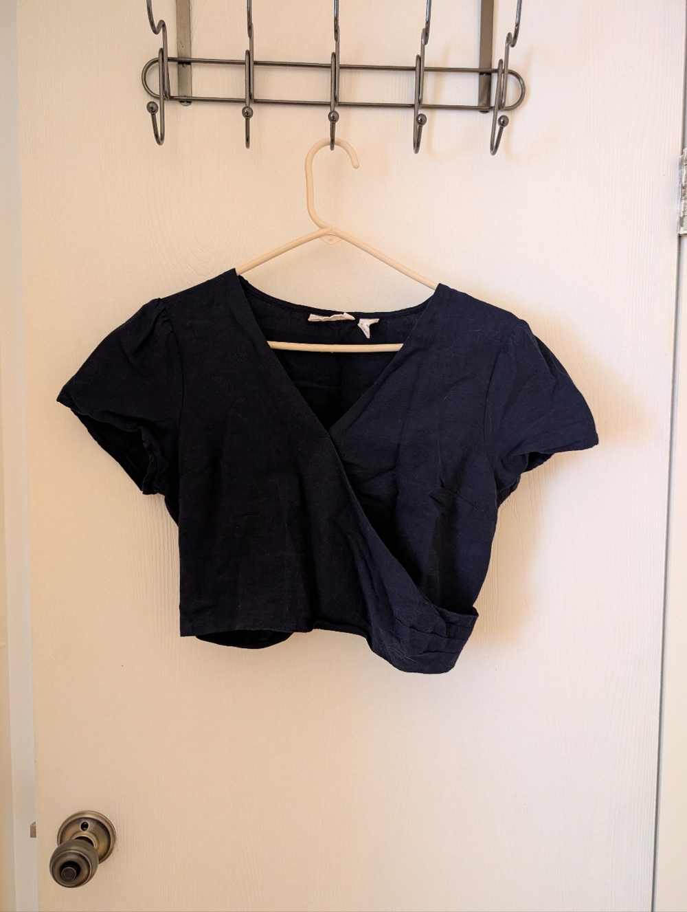 Midnight Sky Women's L Navy Blue Wrap Crop Top